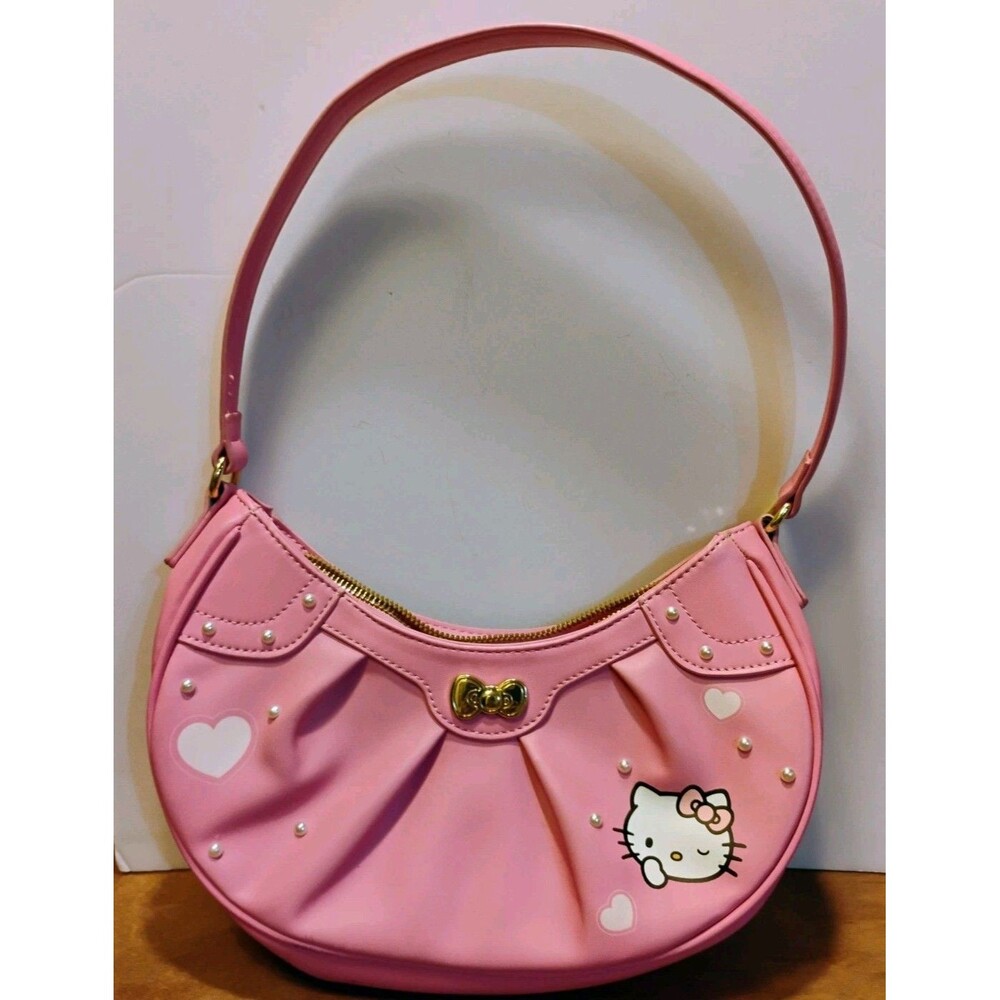 Her Universe Sanrio Hello Kitty Pink Heart Baguette Shoulder Bag Pearl Beads